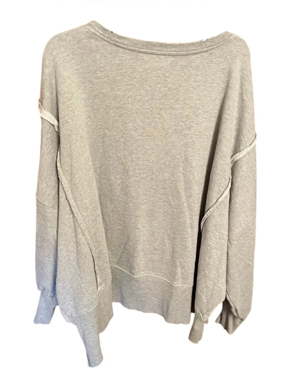 Free People Graphic Camden Pullover Sweatshirt Gray & Green 12 Oversized Size XL